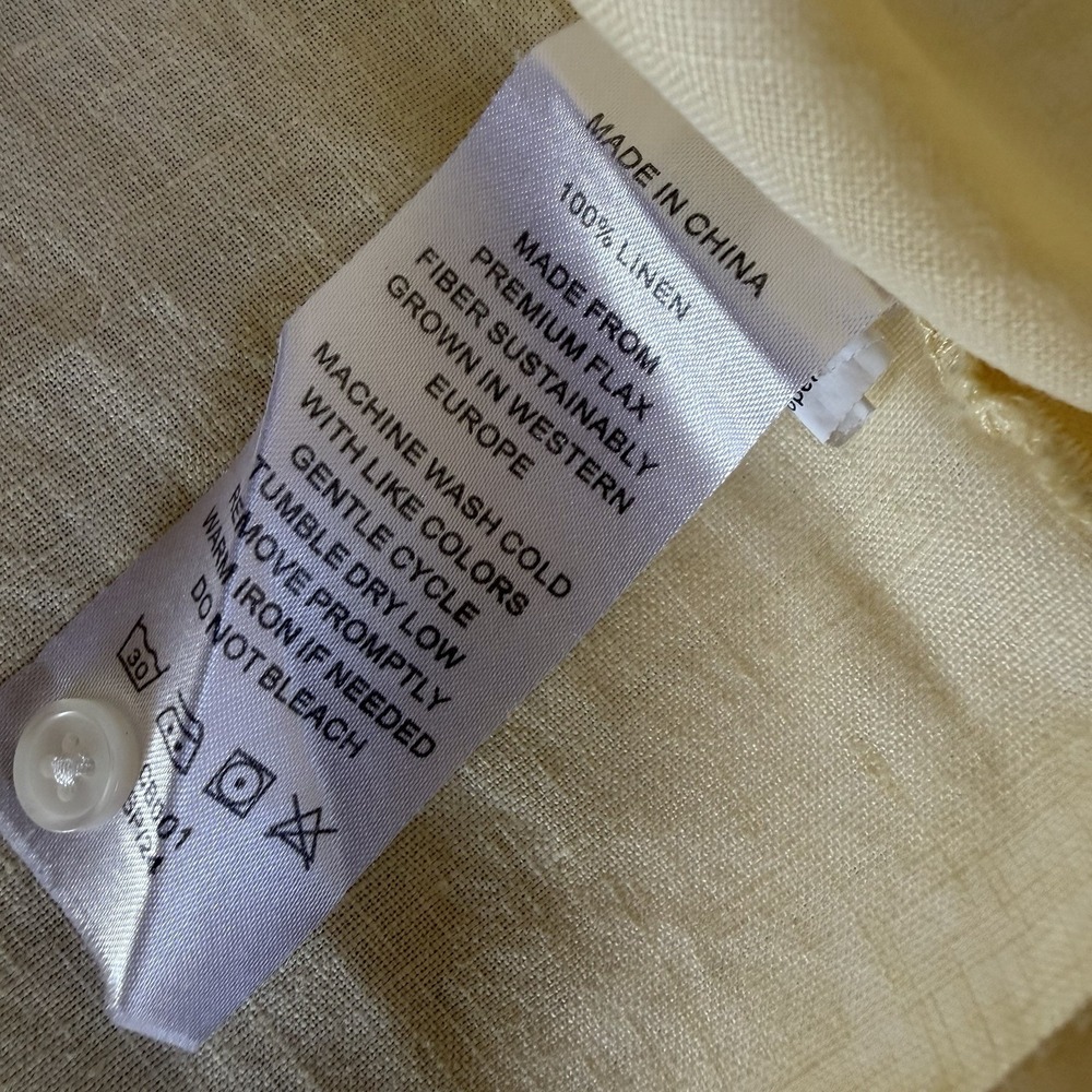 Quince 100% European Linen Tank Top Soft Yellow Sleeveless Size XL - Picture 6 of 6